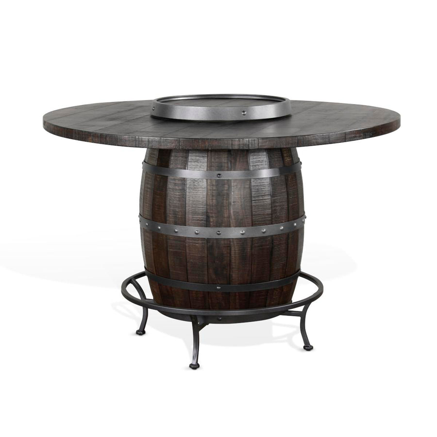 Sunny Designs 1038TL2 Round Pub Table with Wine Barrel Base in tobacco