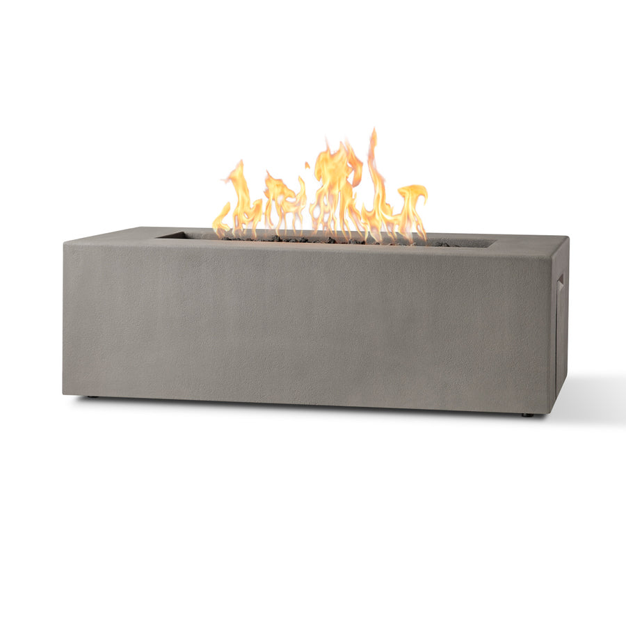 Real Flame Estes rectangle fire pit table with hidden propane tank in flint finish 142LP-FLNT