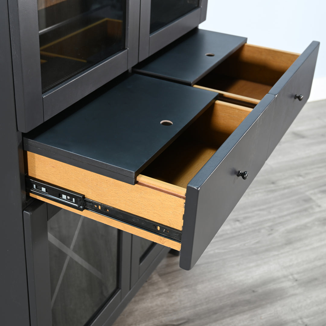 Sunny Designs Black Arched Wine Bar Cabinet 2117BL drawer details