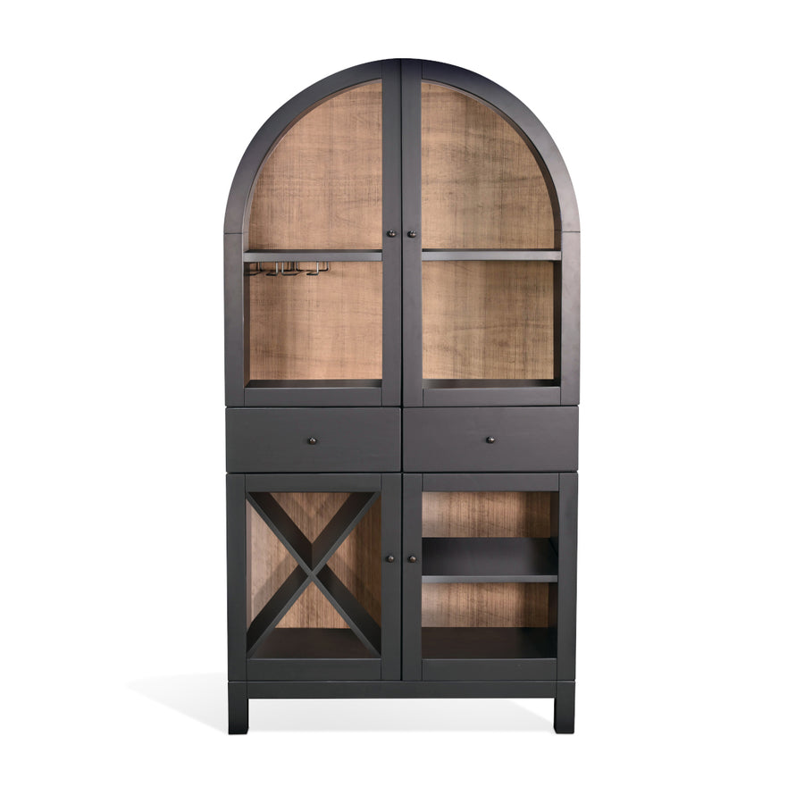 Sunny Designs Black Arched Wine Bar Cabinet 2117BL front profile