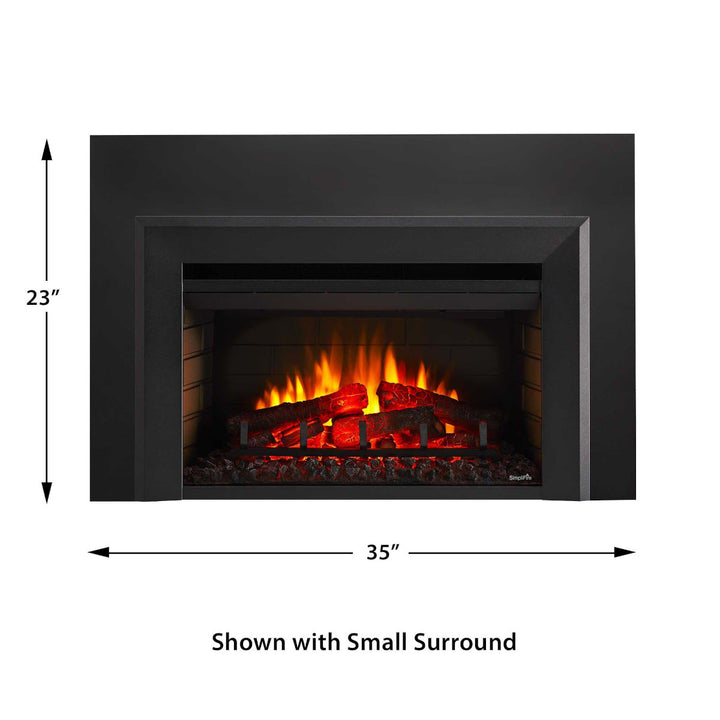 SimpliFire 25" Electric fireplace insert SF-INS25 with contemporary front and small 3-sided trim