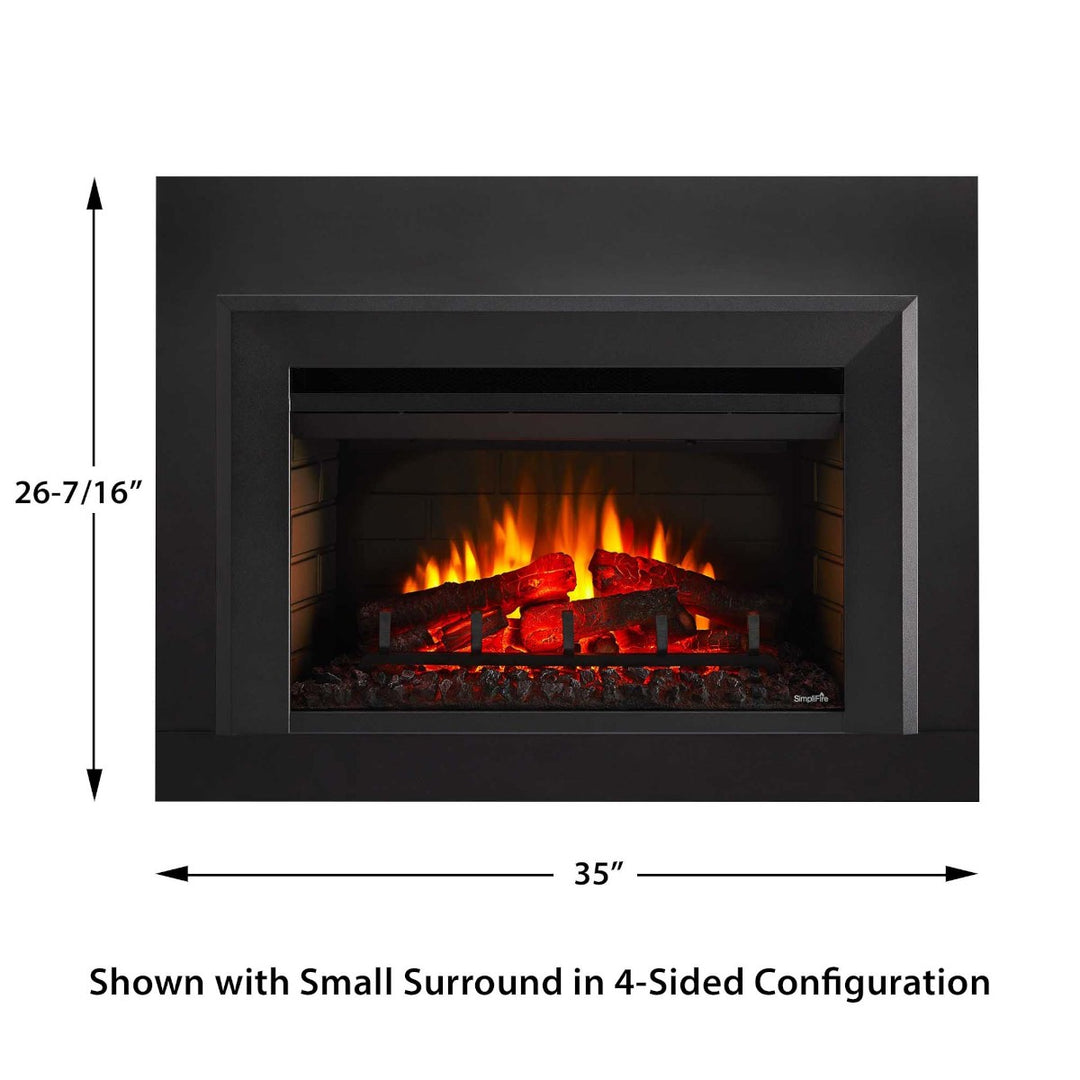 SimpliFire 25" Electric fireplace insert SF-INS25 with contemporary front and small 4-sided trim