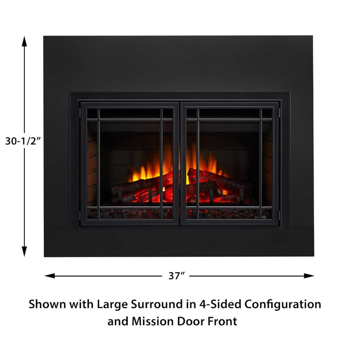 SimpliFire 25" Electric fireplace insert SF-INS25 with mission door front and large 4-sided trim