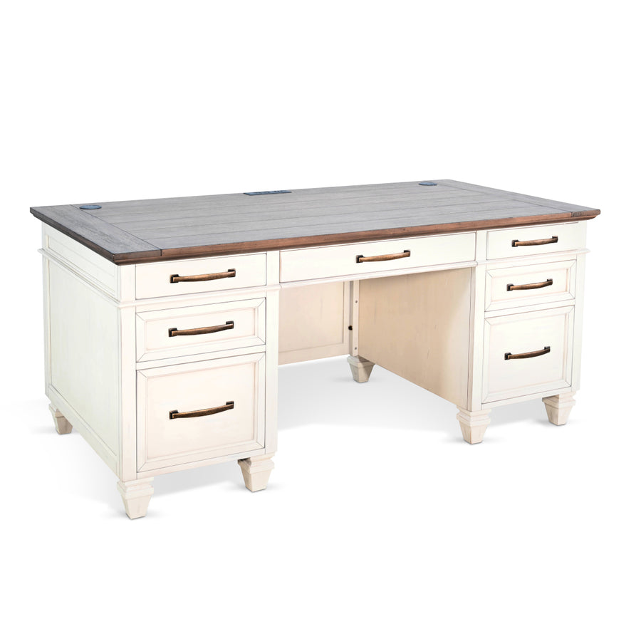 Sunny Designs Pasadena Desk w/Drawers 2846MB-D angle of front profile