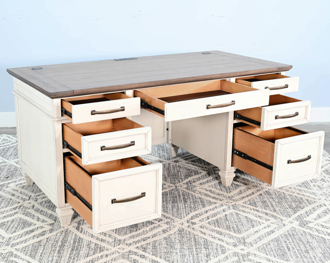 Sunny Designs Pasadena Desk w/Drawers 2846MB-D in room with drawers open