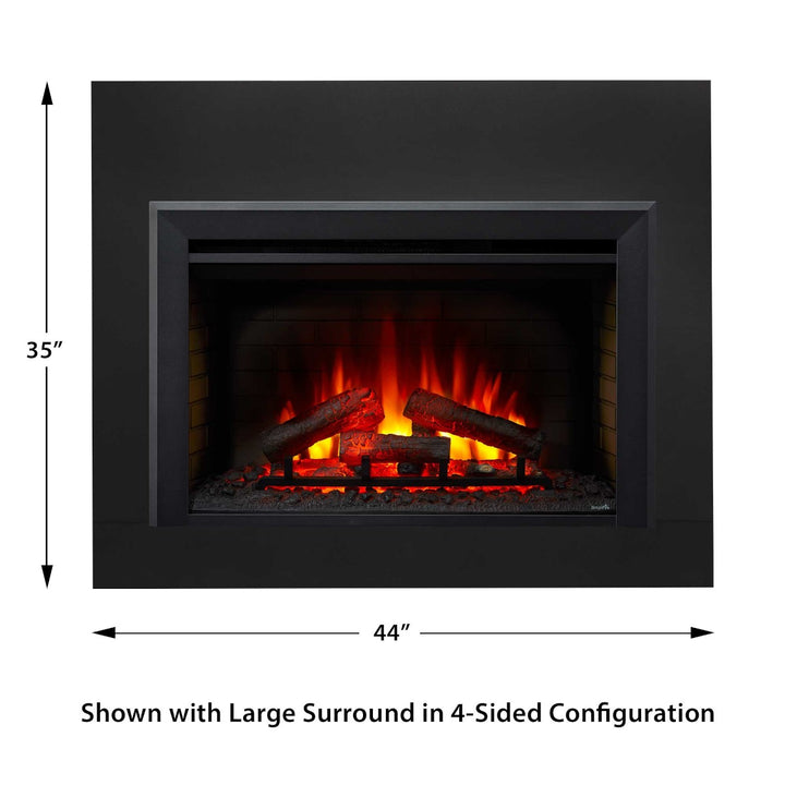 SimpliFire 35" Electric fireplace insert SF-INS35 with contemporary front and large 4-sided trim