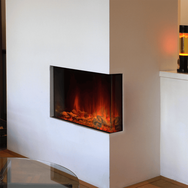 Dynasty Melody BTS35 35" smart 3-sided linear electric fireplace wall corner install
