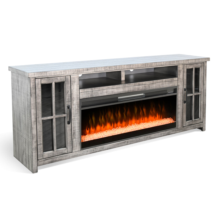 Sunny Designs 76" Alpine Grey Media Console with Electric Fireplace K3662AG-76C