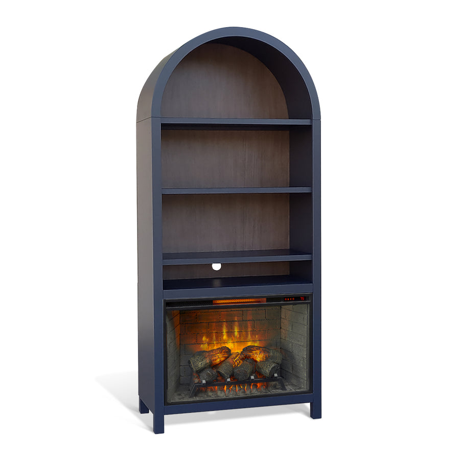 Sunny Designs 37" Arch Bookcase with Electric Fireplace Insert K3681BL-S