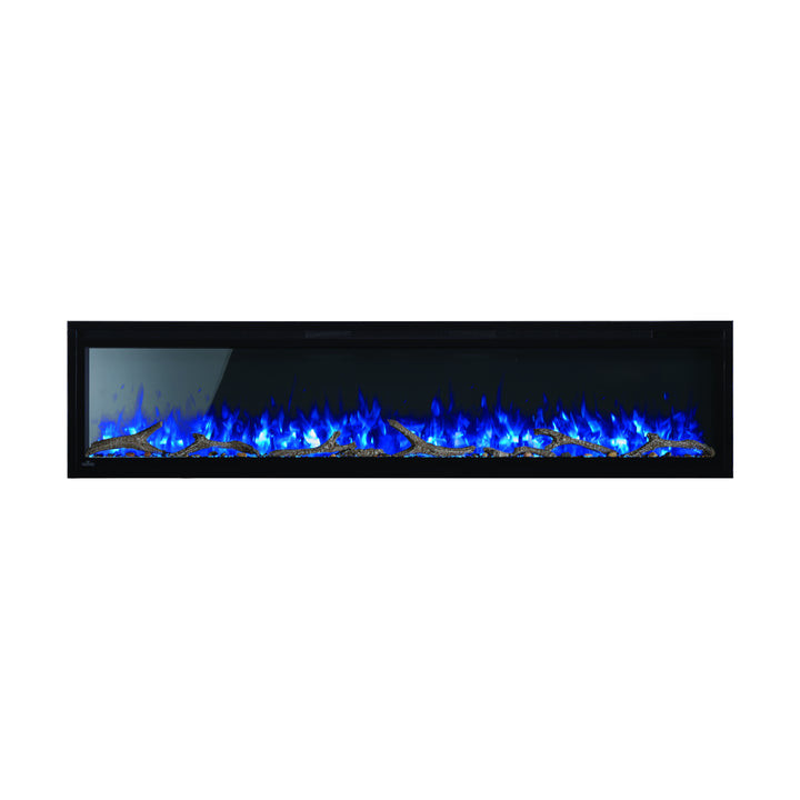 Napoleon Entice 72" linear wall mount / recessed electric fireplace NEFL72CFH with driftwood media and blue flames