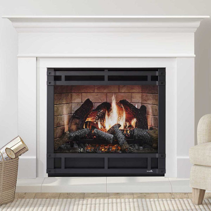 SimpliFire Inception 36" Built-In Electric Fireplace - SF-INC36 in Wescott mantel with Halston front