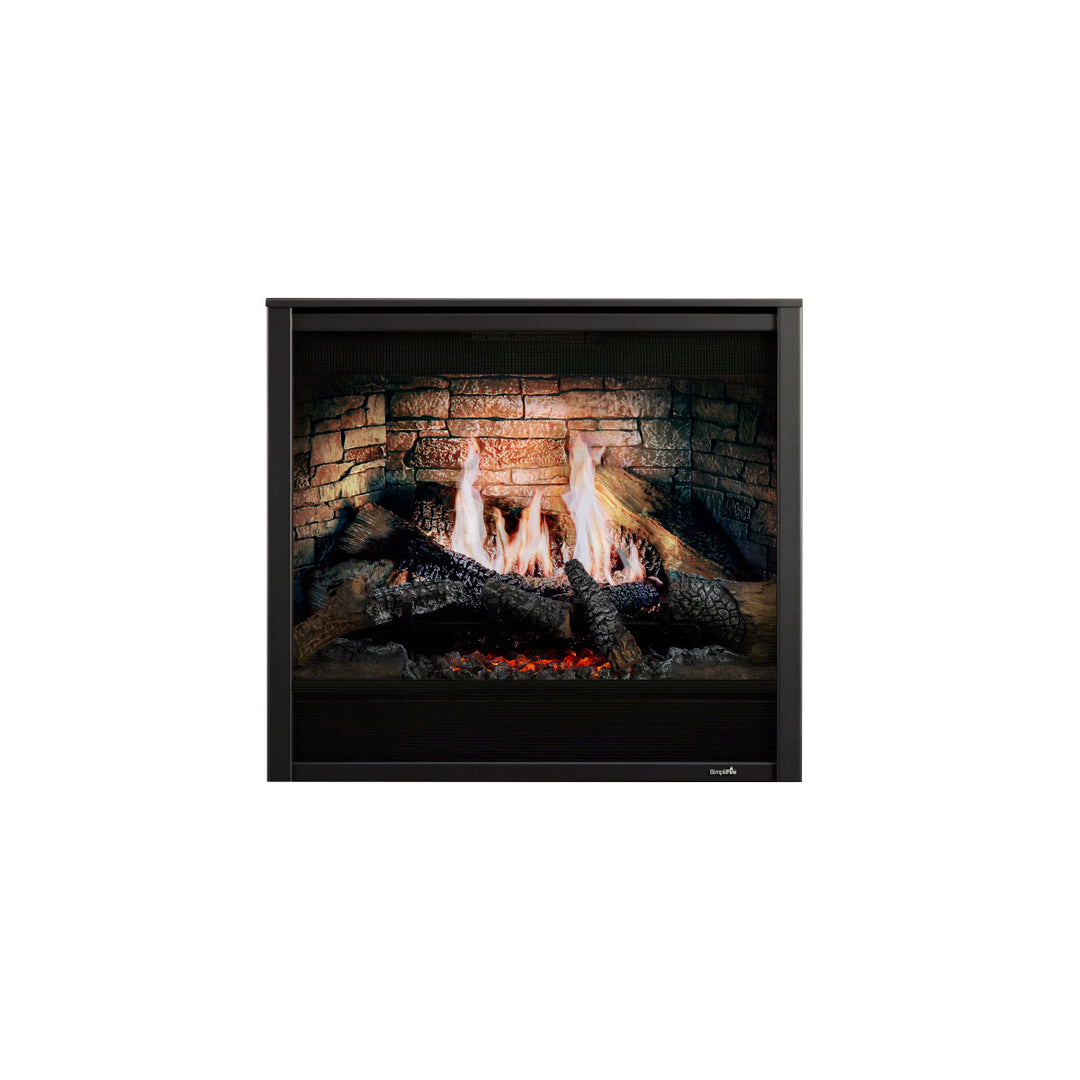 SimpliFire Inception 36" Built-In Electric Fireplace - SF-INC36 with Folio front and Castle Stone backdrop