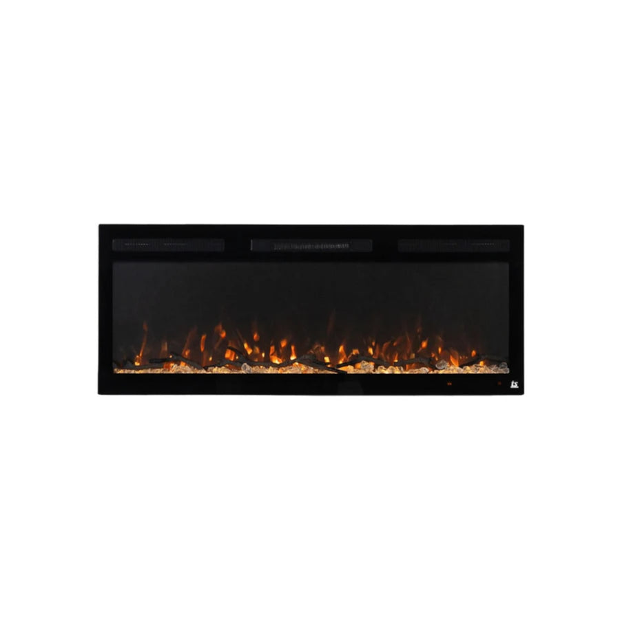 Touchstone Sideline Fury 46" Smart Electric Fireplace 80053 with orange flames and log and crystal media