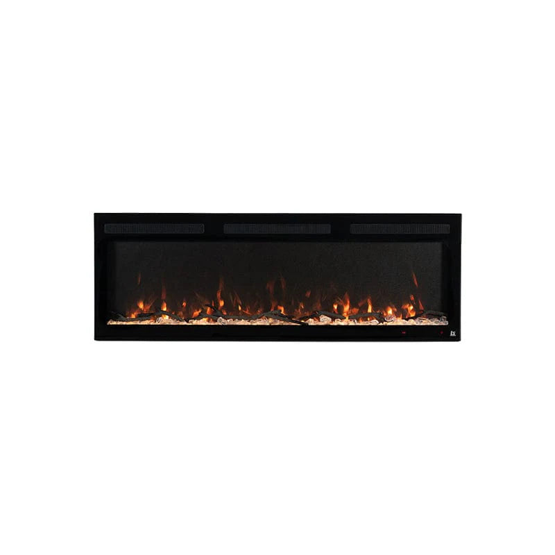Touchstone Sideline Fury 57" Smart Electric Fireplace 80055 with orange flames and log and crystal media