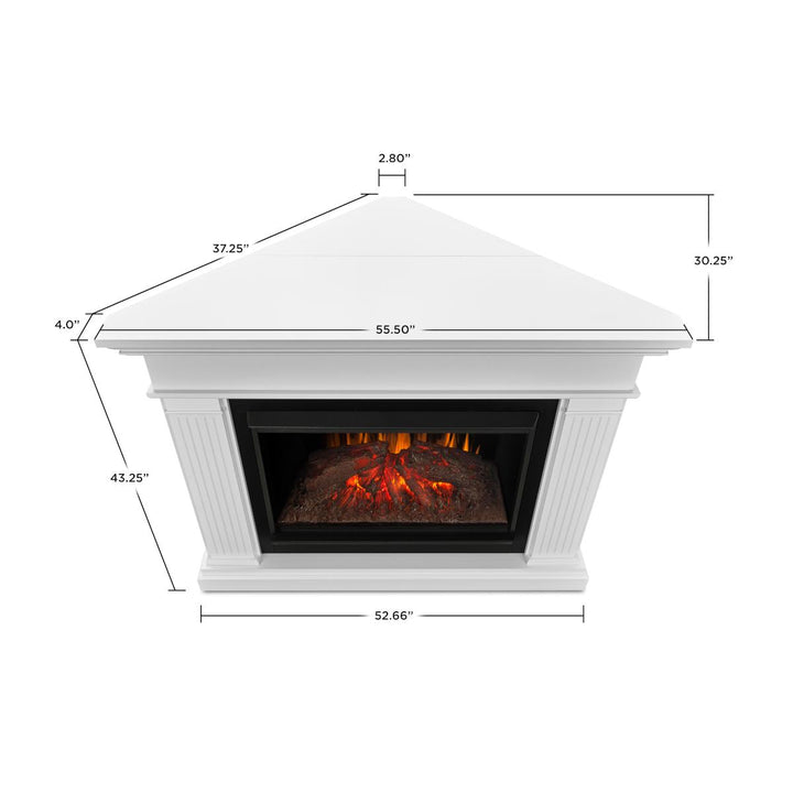 Real Flame Kennedy Grand Corner Mantel with Electric Fireplace - 8050E-W