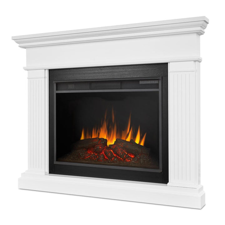 Real Flame Kennedy Grand Corner Mantel with Electric Fireplace - 8050E-W