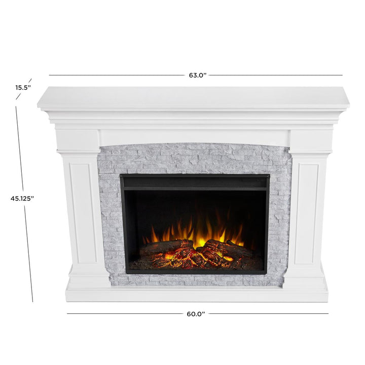 Real Flame Deland Mantel with Grand Electric Fireplace - 8290E-W
