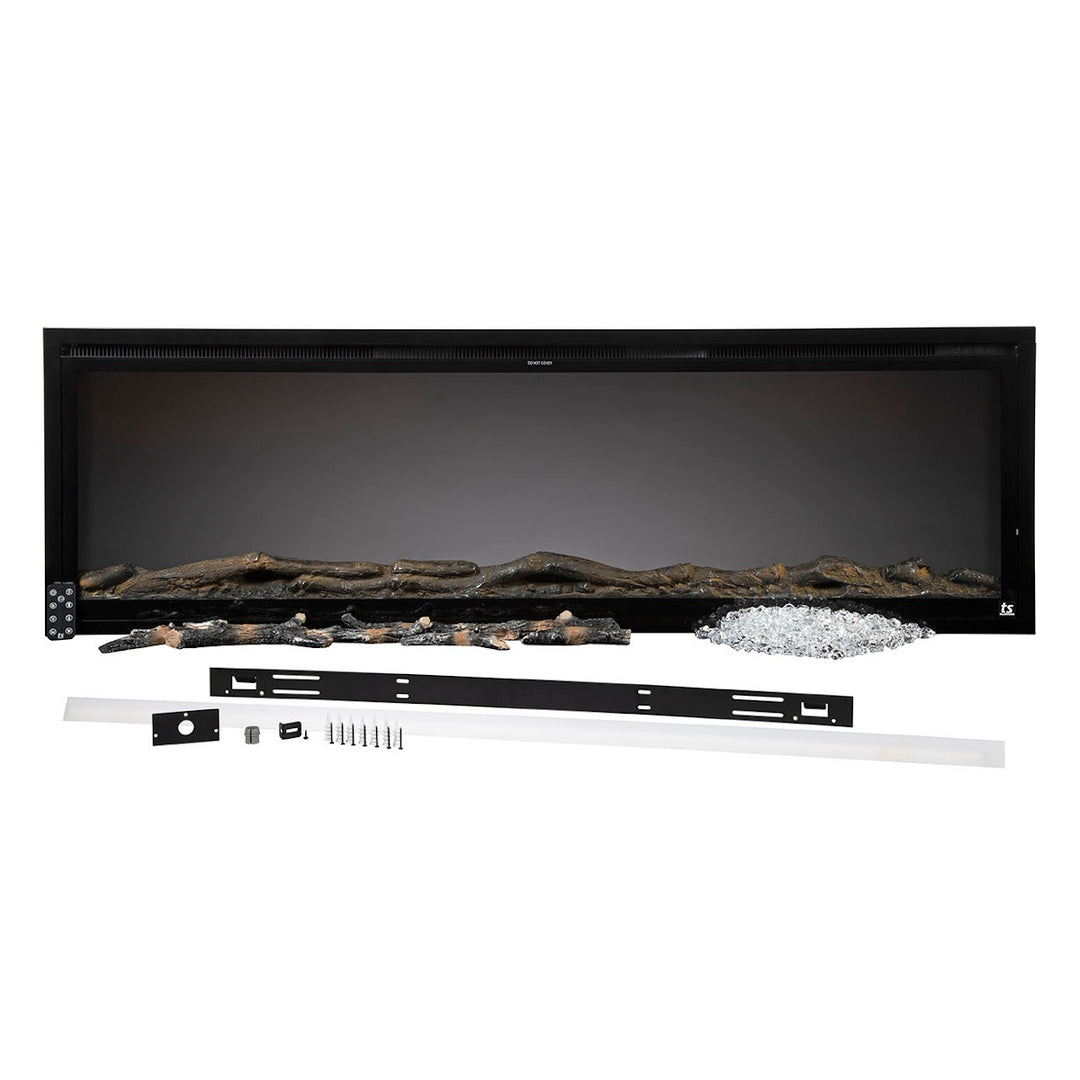 What is included with the Touchstone Sideline Elite 80038 72" linear electric fireplace
