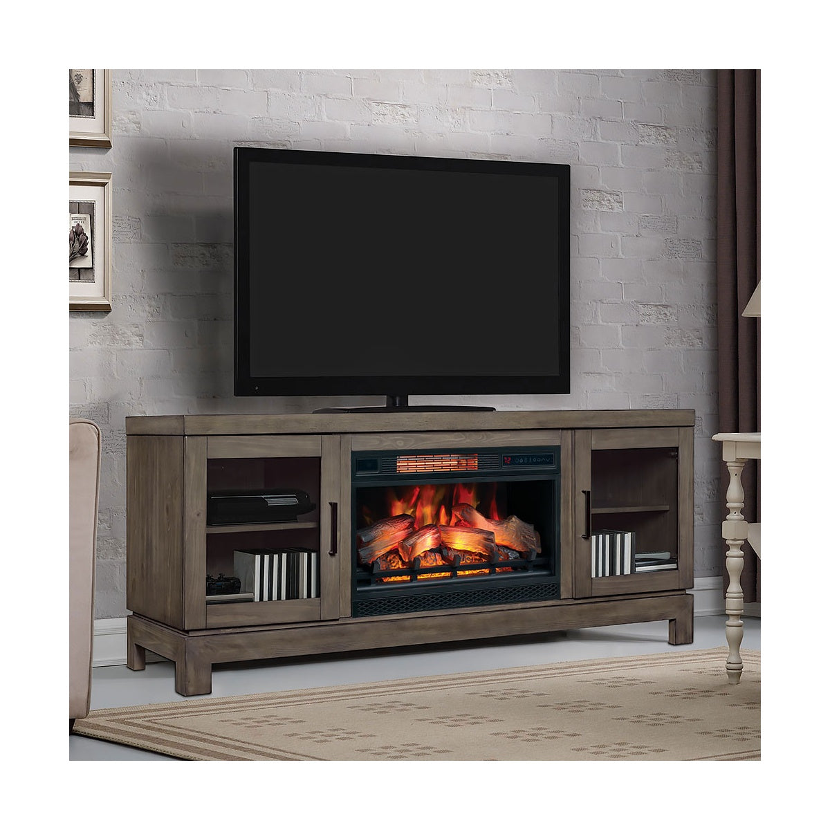 classic flame 26MM6022-1614 gray media console with electric fireplace insert