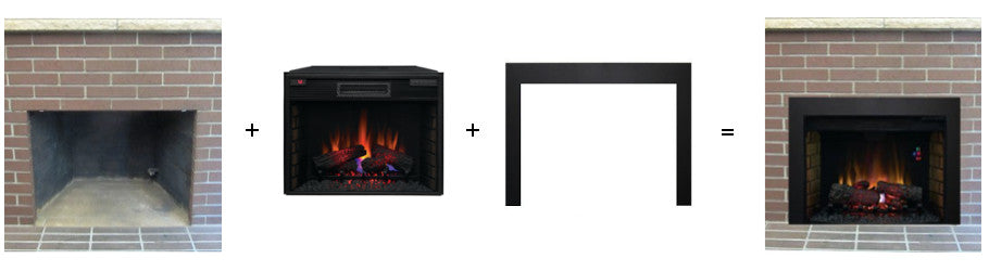 convert to electric with electric fireplace insert and trim