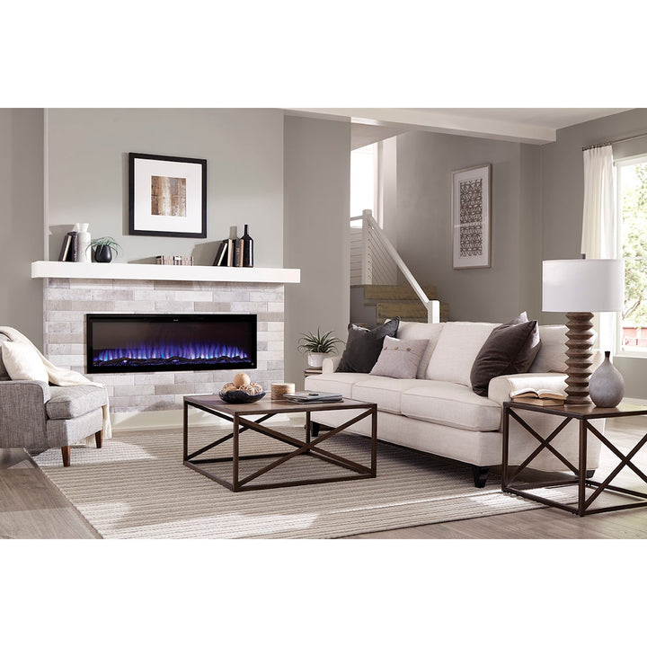 Touchstone Sideline Elite 80037 60" linear electric fireplace in living room