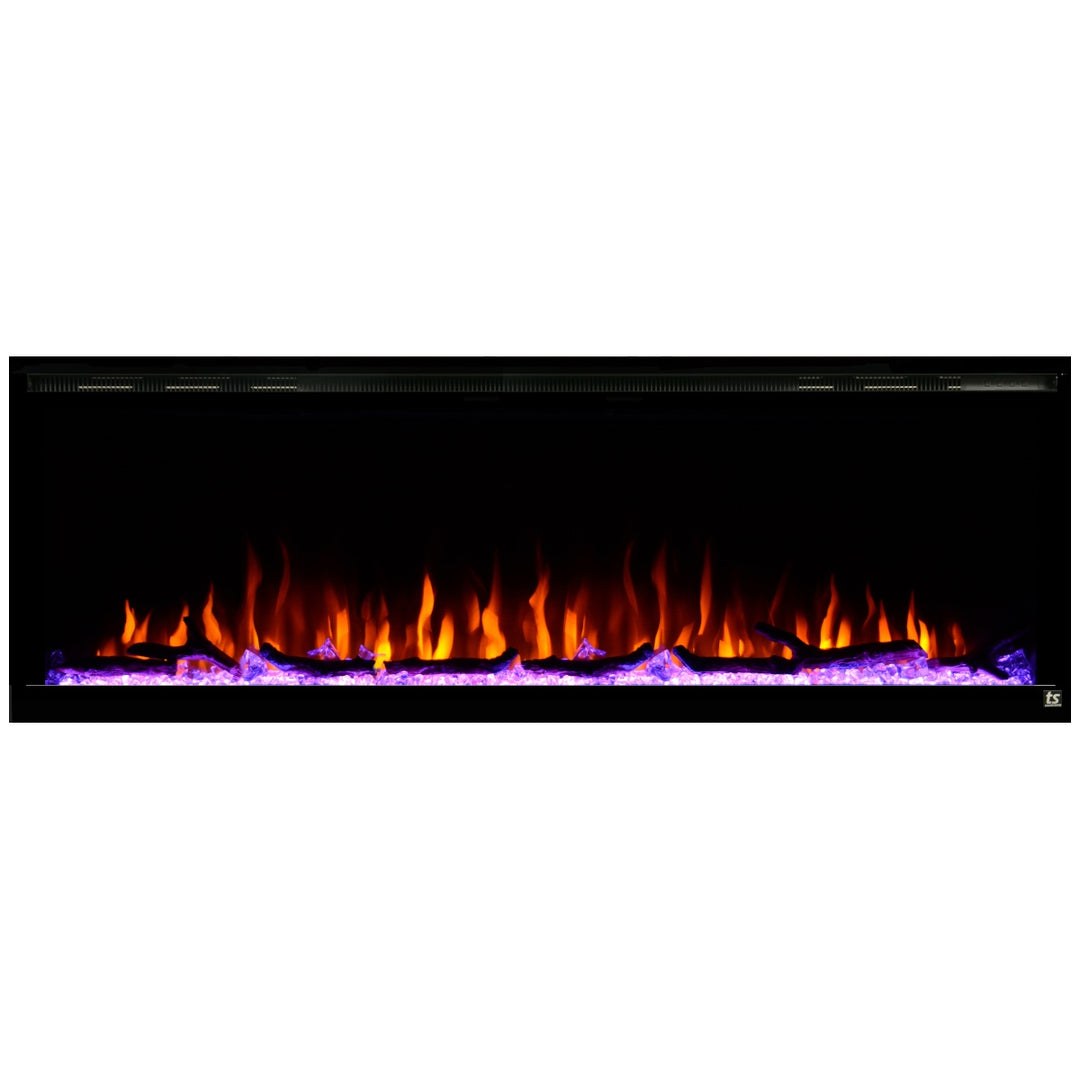 Touchstone Sideline Elite 80037 60" linear electric fireplace with orange flames