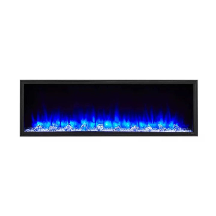 SimpliFire 43" Scion Linear electric fireplace SF-SC43-BK with blue flames and crystals