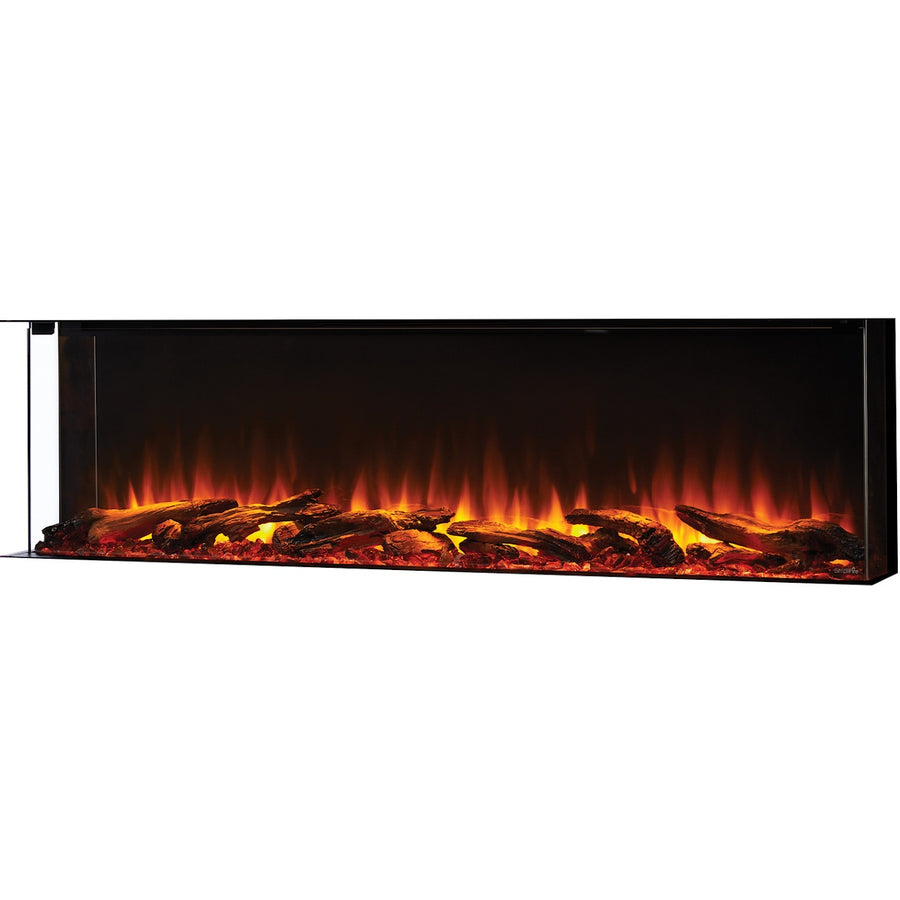 SimpliFire 43" Scion Trinity 3-sided linear electric fireplace SF-SCT43-BK with logs and orange flames