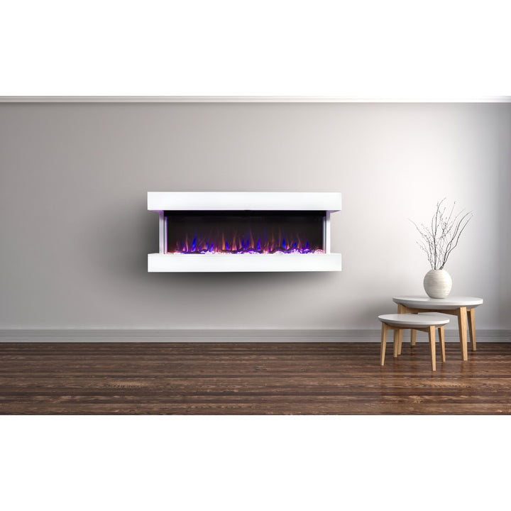 Touchstone Chesmont 80033 Wall-Mount Electric Fireplace with White Mantel on Wall