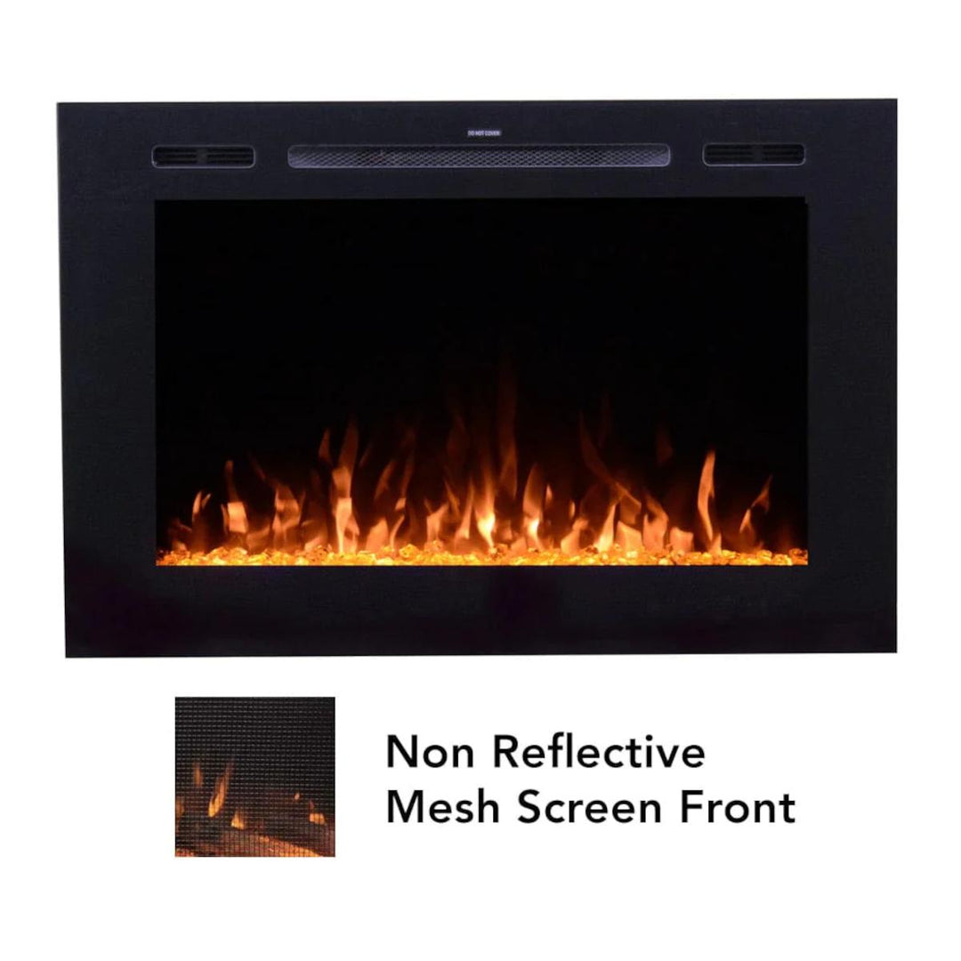 Touchstone Forte 80048 Recessed Electric Fireplace with Non Reflective Steel Mesh Screen