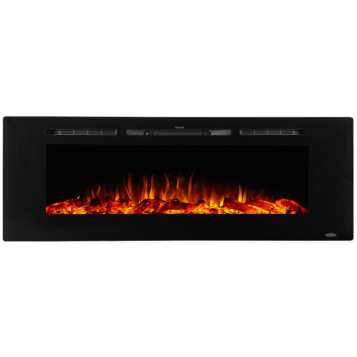 Touchstone Sideline 80011 Linear Recessed Electric Fireplace with Orange Flames and Logs
