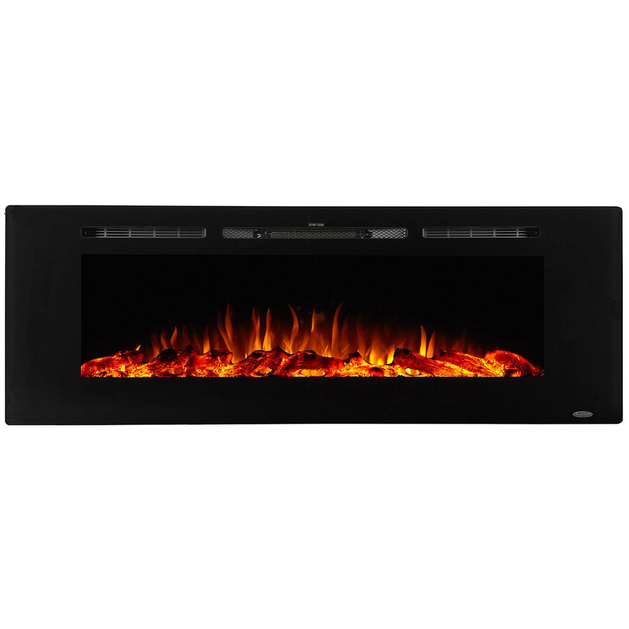 Touchstone Sideline 80011 Linear Recessed Electric Fireplace with Orange Flames and Logs
