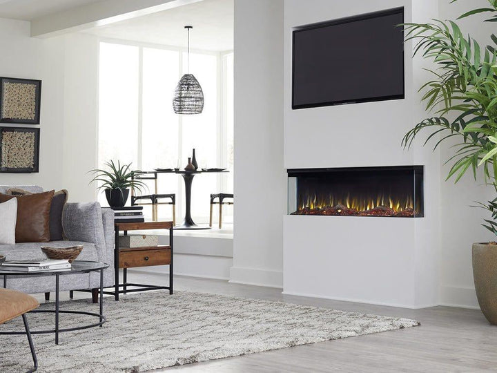 Touchstone Sideline 80045 Infinity 3-Sided Linear electric fireplace in living room