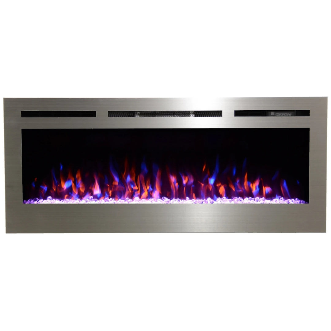 Touchstone Sideline 86273 Linear Electric Fireplace with Stainless Steel Surround and Pink, Orange, and Blue Flames