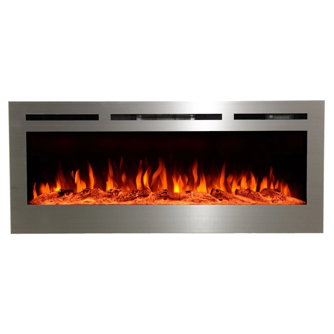 Touchstone Sideline 86273 Linear Electric Fireplace with Stainless Steel Surround and Orange Flames