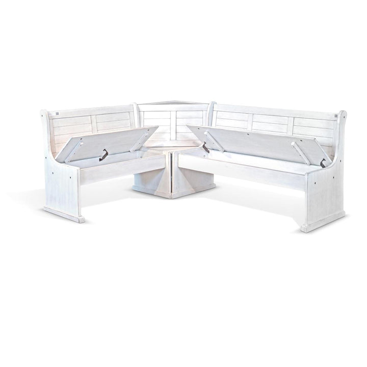 Sunny Designs 0113MW Bayside white breakfast nook corner bench with hidden storage