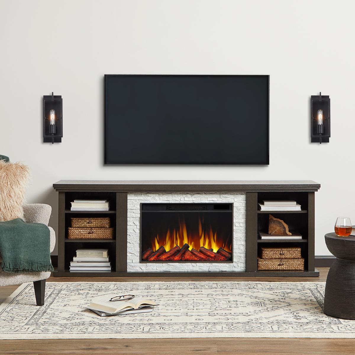 Most realistic electric fireplace tv stand hotsell