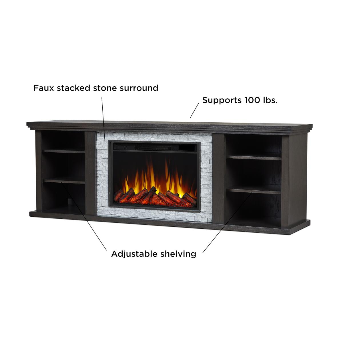 Slim tv stand with fireplace sales
