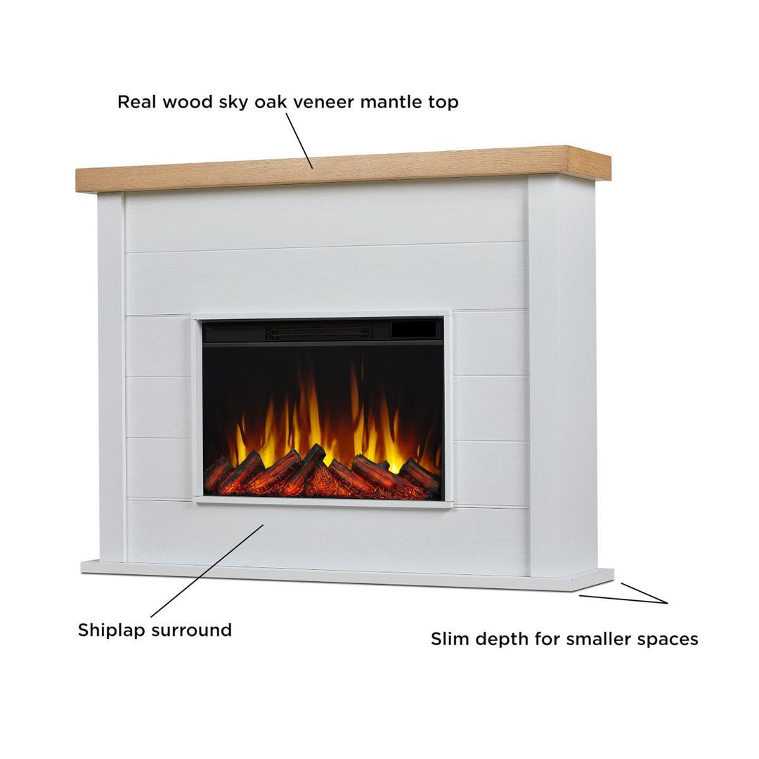 Real Flame Marshall Slim Mantel with Electric Fireplace - 13056E-WHT