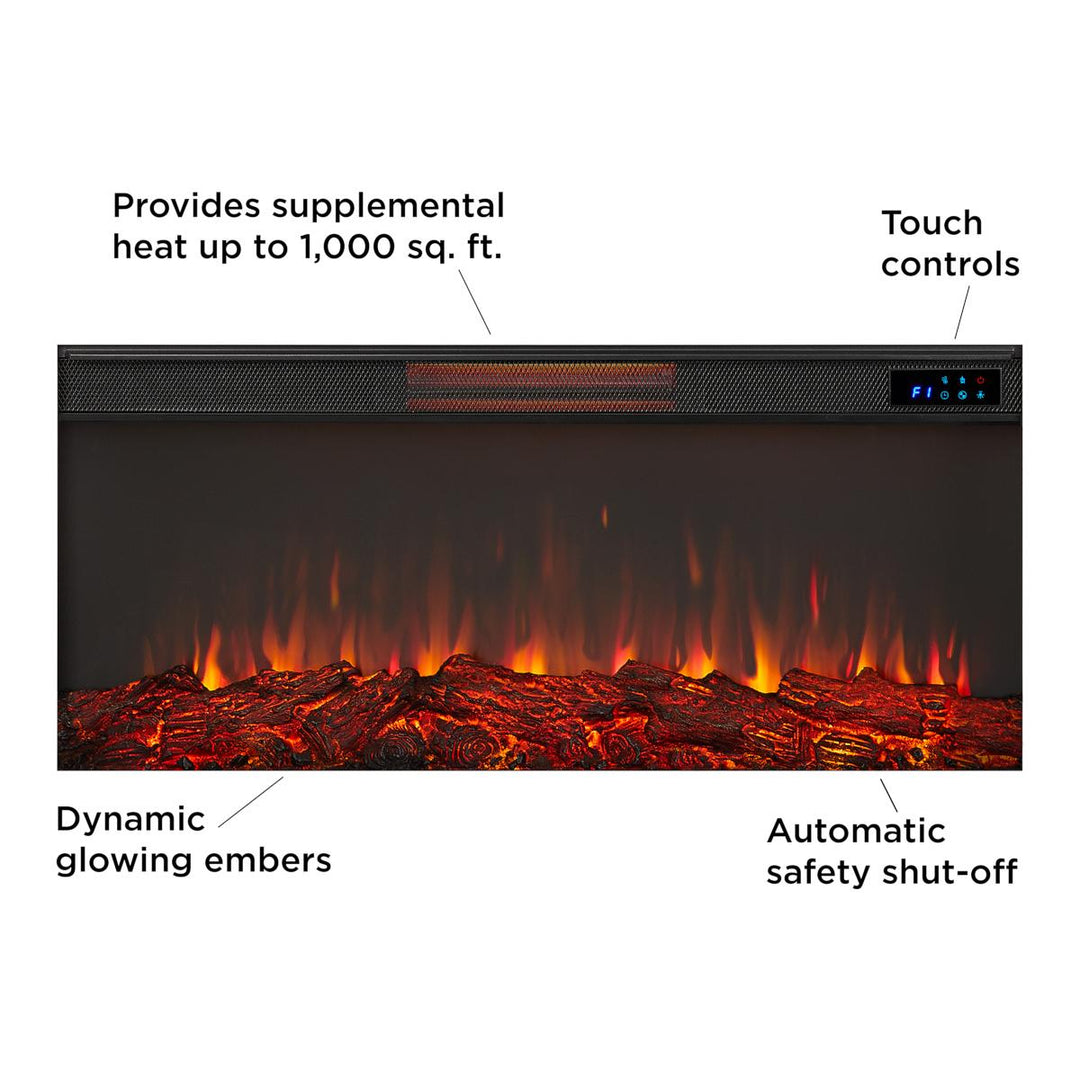 Real Flame 13057E-VGY Malie Landscape Mantel firebox features