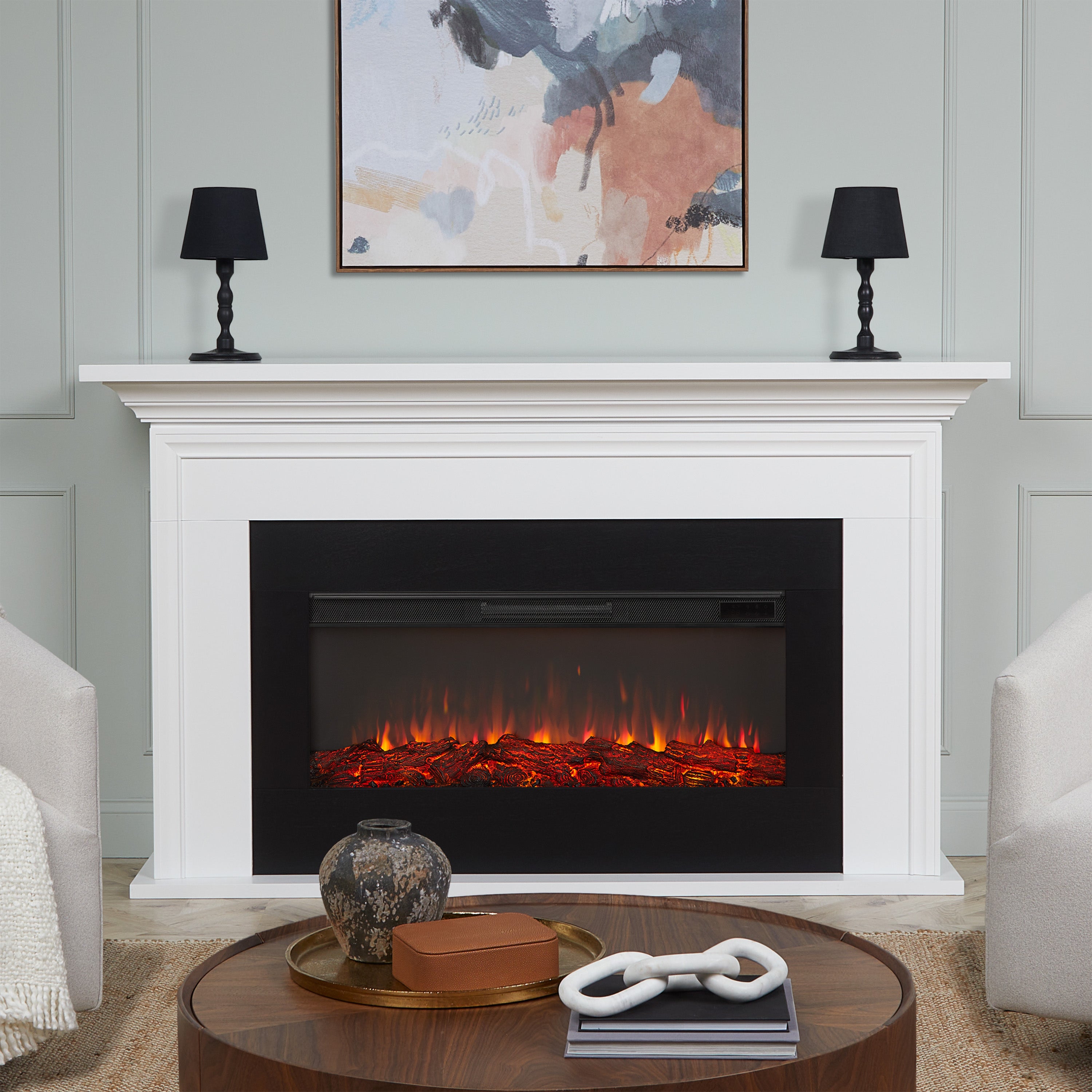 Real Flame Cleo Landscape Mantel with Electric Fireplace - 13066E