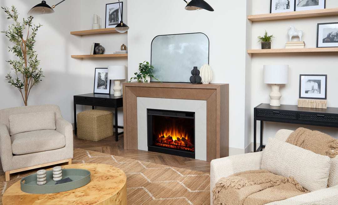 Real Flame Brooks Grand Classic White Oak Mantel with Electric Fireplace - 13115E-CWO