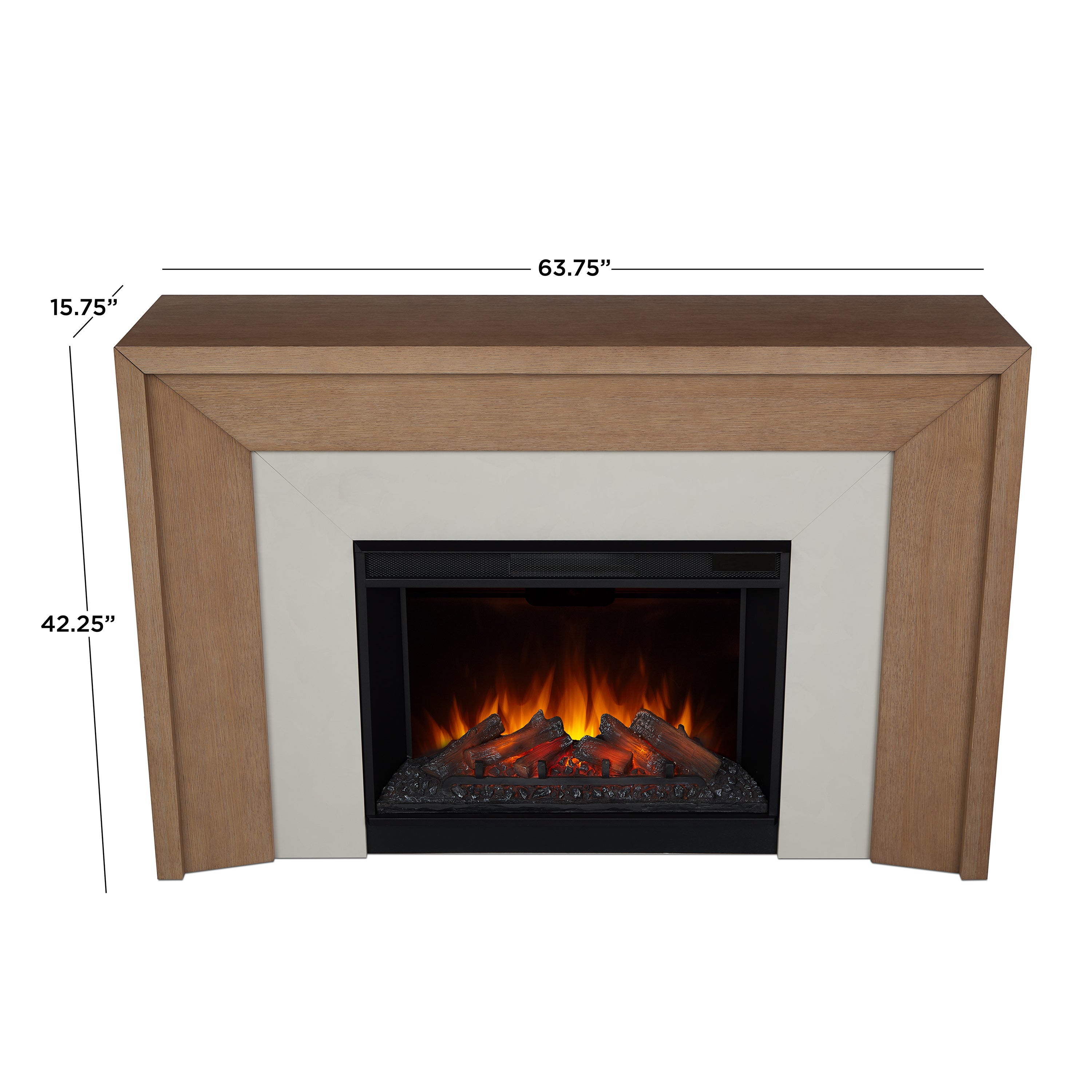 Real Flame Brooks Grand Classic White Oak Mantel with Electric