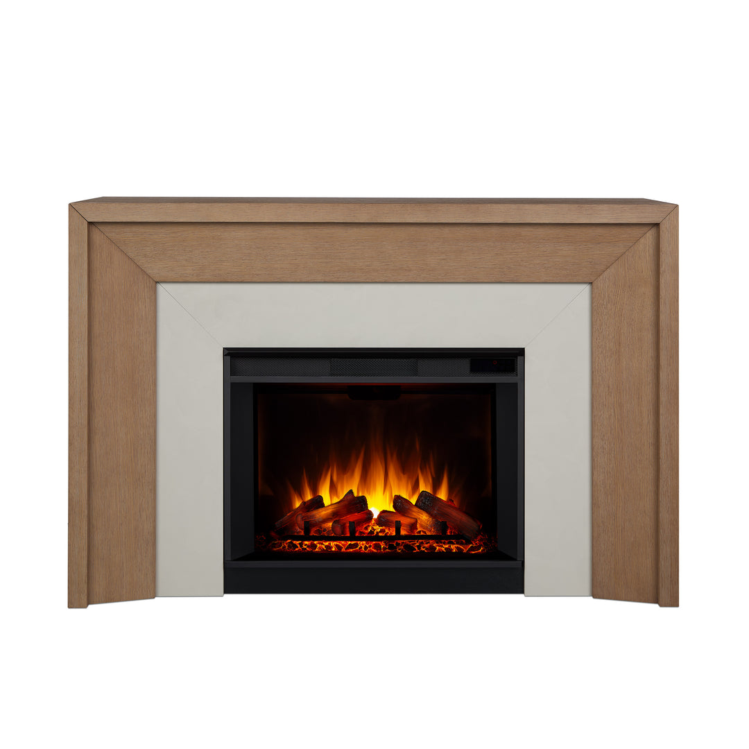 Real Flame Brooks Grand Classic White Oak Mantel with Electric Fireplace - 13115E-CWO