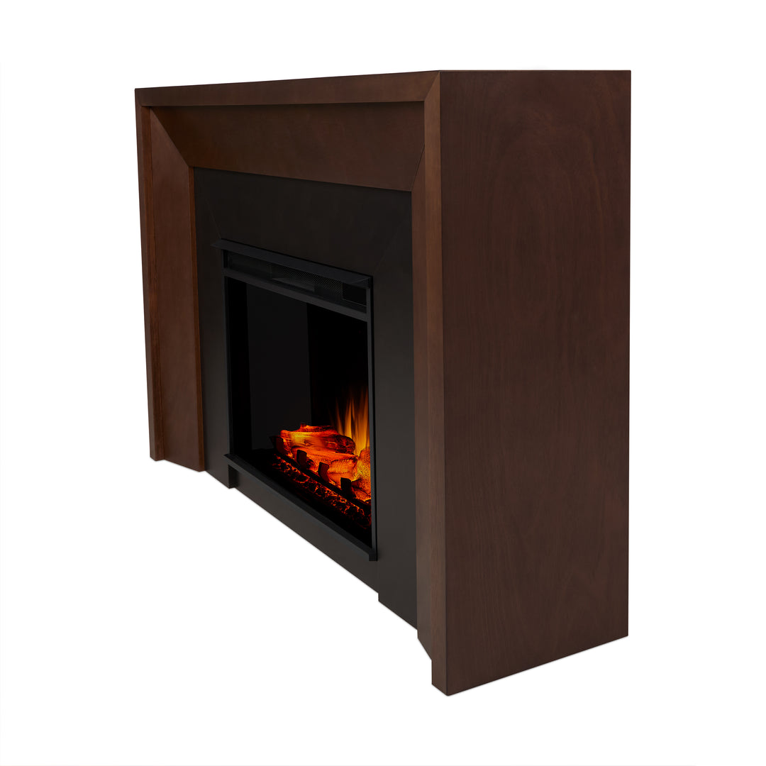 Real Flame Brooks Grand Dark Clove Mantel with Electric Fireplace - 13115E-DCL