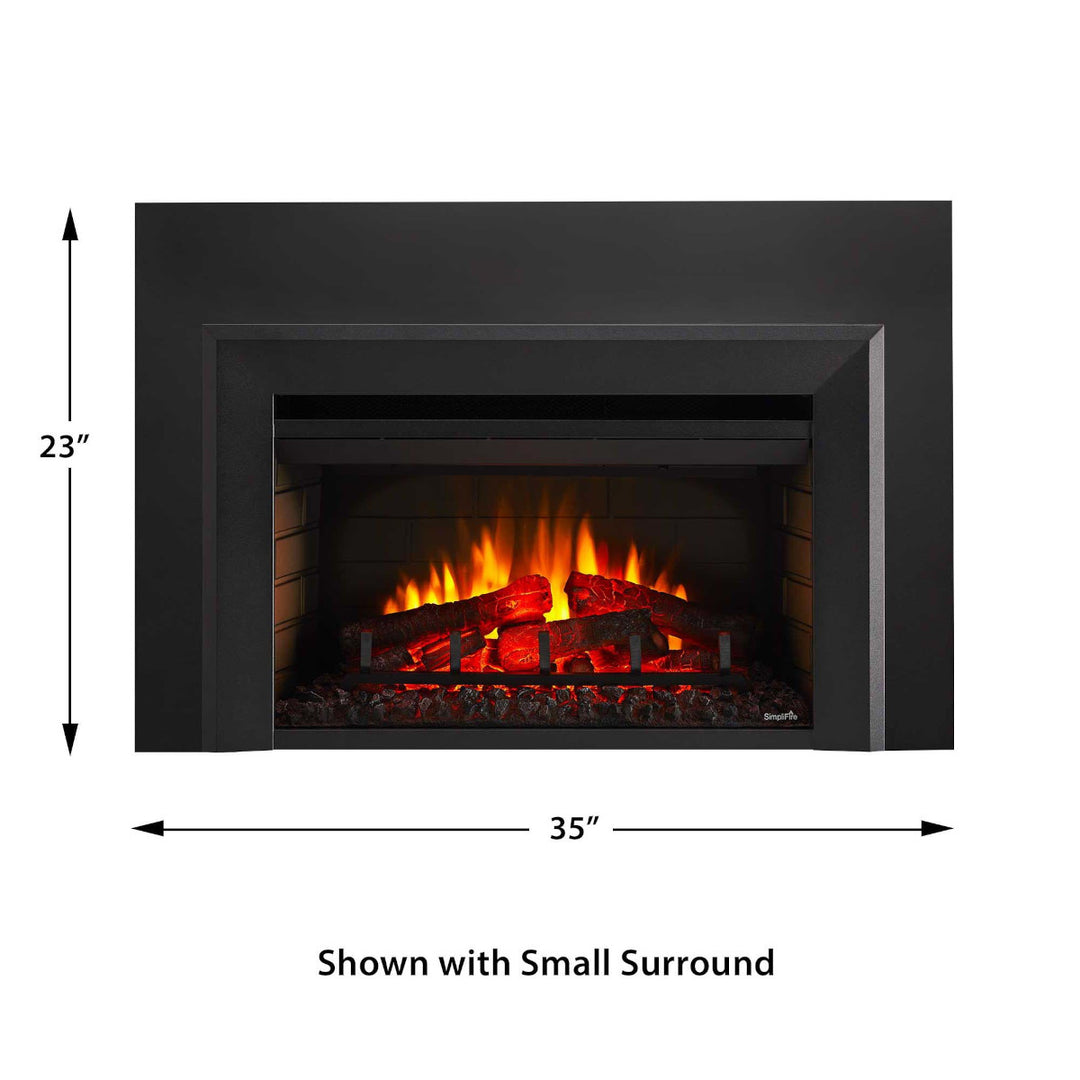 SimpliFire 25" Electric fireplace insert SF-INS25 with contemporary front and small 3-sided trim