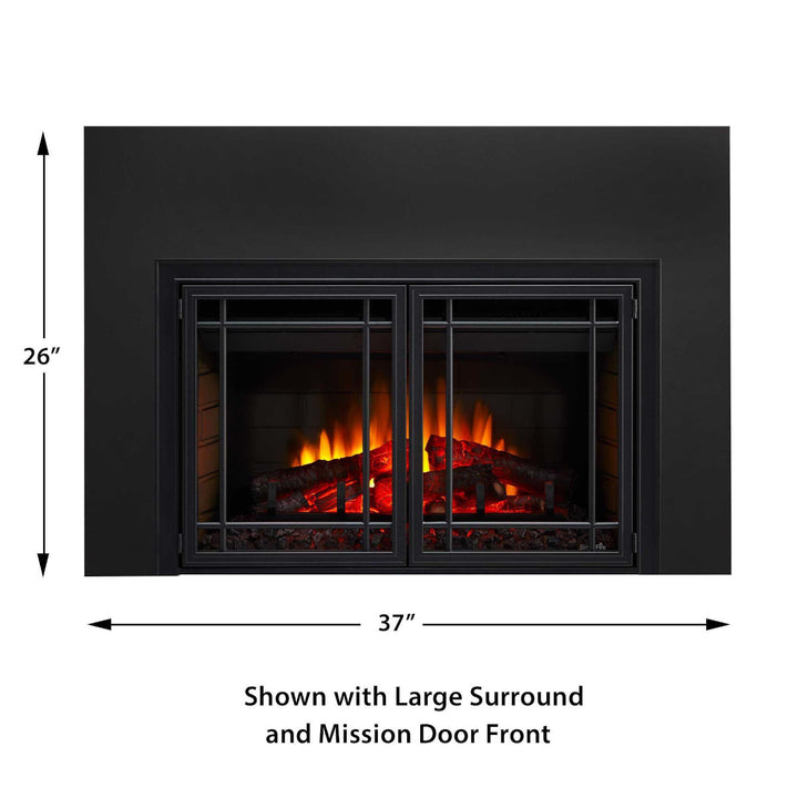 SimpliFire 25" Electric fireplace insert SF-INS25 with mission door front and large 3-sided trim