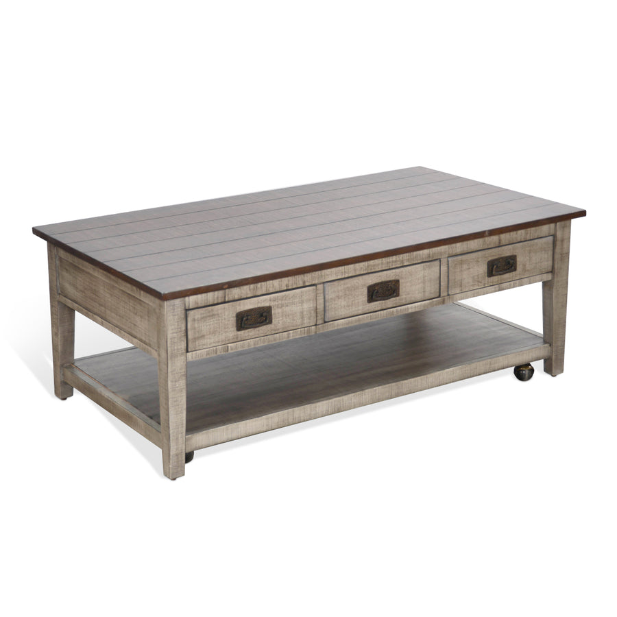 Sunny Designs Homestead Hills Coffee Table 3183TA-C angled front profile