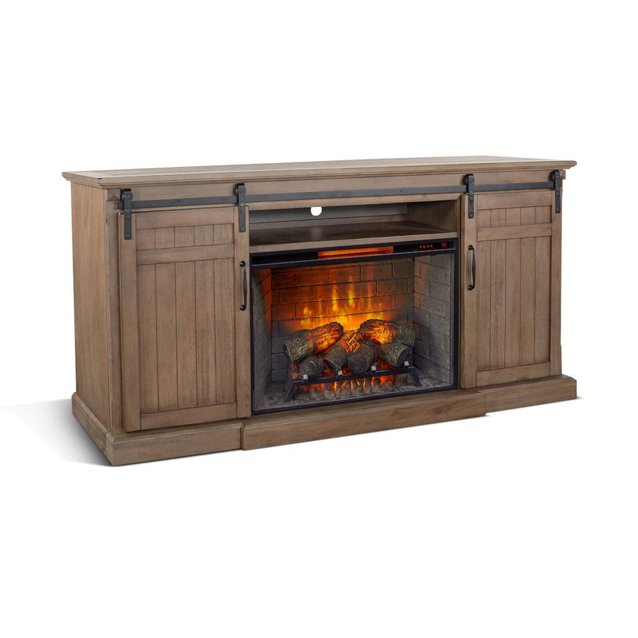 Sunny Designs Assembled Doe Valley TV Console w/ Electric Fireplace Insert Option - 3648BU-A