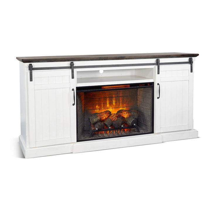 Sunny Designs Carriage House tv console 3648EC with electric fireplace insert